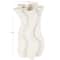 White Ceramic Abstract Ribbed Dimensional Wavy Vase with Floral Shaped Rim